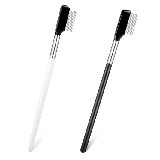 Metal Eyelash Comb, 2 Pack Metal Eyelash Brush Eyelash Separator Tool Eyebrow Brush Eyelash Separator Grooming Brushes with Stainless Steel Teeth Eye Makeup Brush Tool for Women Eye Makeup