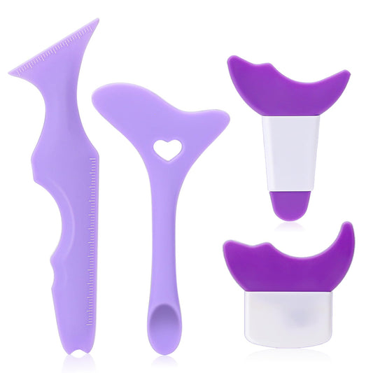 All In One Eyeliner Tool Kit,4Pcs Silicone Eyeliner Stencils Winged Tip Eyeliner Aid Reusable Eyeliner Guide Tool Eyeshadow Applicators Eyeliner Guide Tool Multifunction Eye Makeup Tool