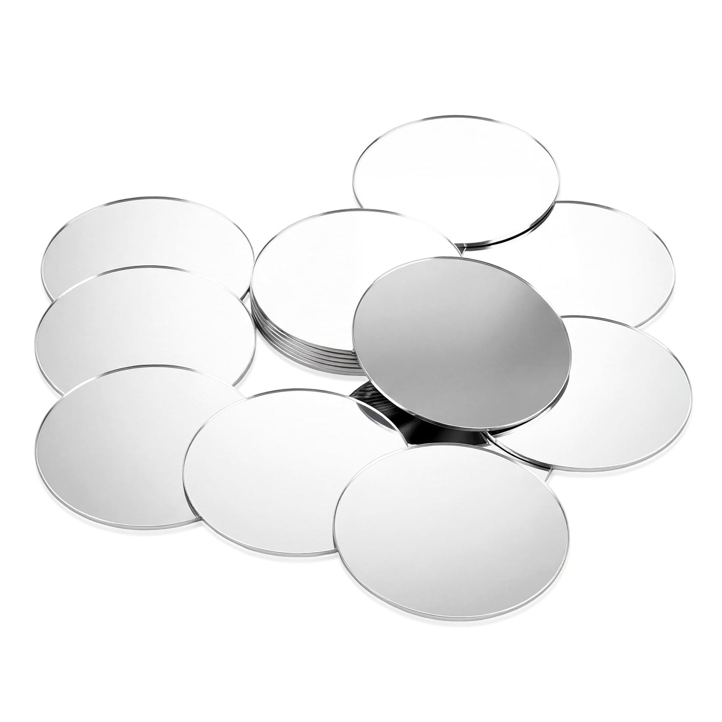 Zyghjort Pack of 20 Small Adhesive Mirrors, 5 cm Round Acrylic Mini Mirror Stickers, Self-Adhesive Adhesive Mirror for DIY Wall Decoration, Bathroom, Kitchen, Bedroom, Craftsmanship, Table