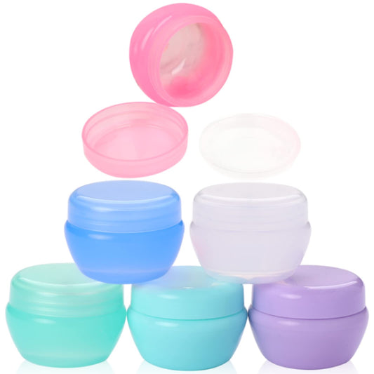 Sliverdew 6 PCS Travel Cosmetic Containers, Cosmetic Sample Pots Cosmetic Containers Cream Lotion Leakproof Travel Pots for Toiletries, Small Plastic Jars with Lids Travel Accessories