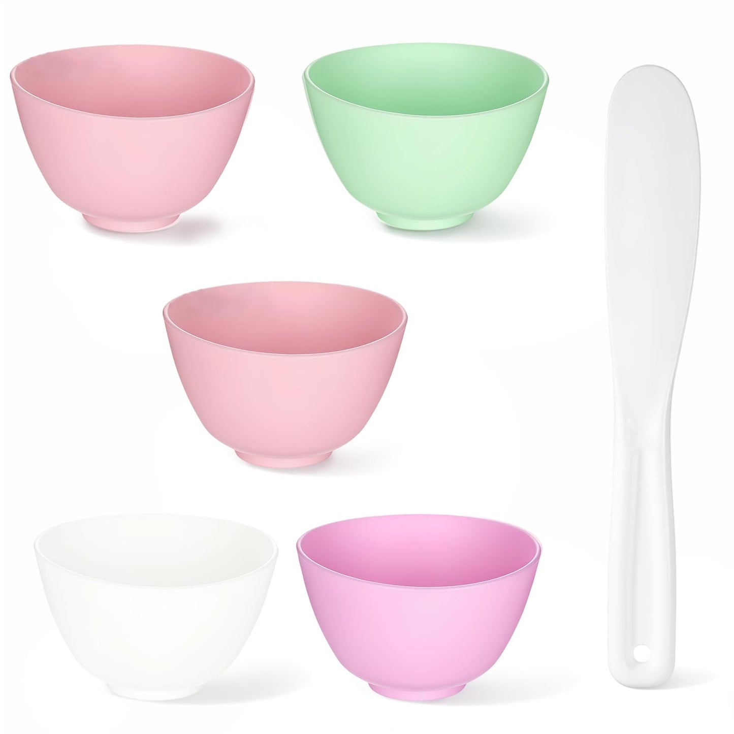 5 PCS Silicone Mixing Bowl with 1PCS Scraper Face Mask Mixing Bowl Set Multi Colored Reusable Silicone Bowls for Facial Mask,Hair Dye,Other Skincare Products