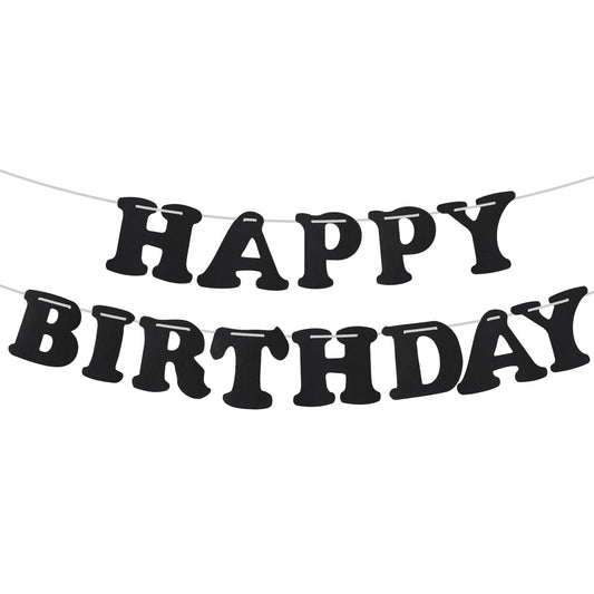 Black Birthday Banner Happy Birthday Banner Glitter Birthday Garland Shiny Happy Birthday Banner for Birthday Home Office Party Decorations Supplies
