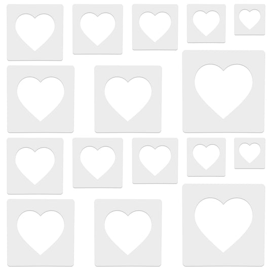 16 PCS Large Heart Stencil Heart Stencils Different Sizes for Painting Template Heart Stencil for Crafts Plastic 5 Point Heart Templates for Fabric Wall Arts Paper Home Decoration