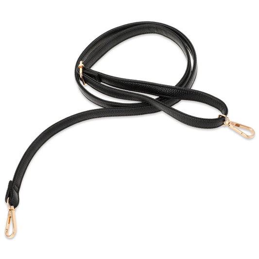 InnoHHustle Leather Shoulder Strap Replacement 85-150cm Purse Replacement Strap Adjustable Black Crossbody Strap for Handbags Non-Slip Universal Bag Belt (Gold Buckle)