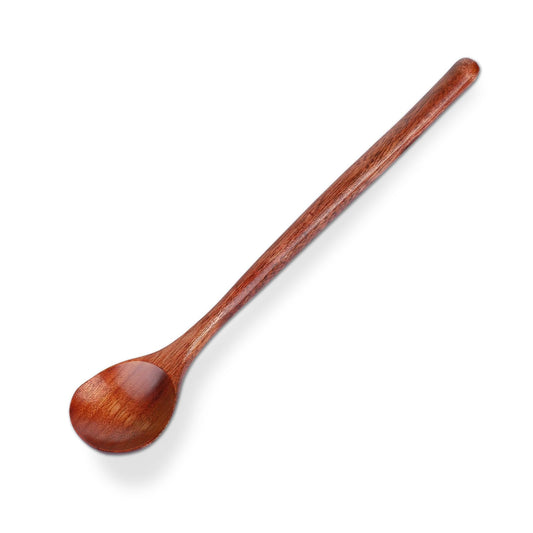 10.9 Inch Wooden Spoon Korean Soup Spoon Long Handle Spoon for Cooking, Round Spoons Wooden Mixing Spoon Wooden Ramen Spoon, Natural Wood Long Handle Round Spoon, Kitchen Tool for Soup, Blender
