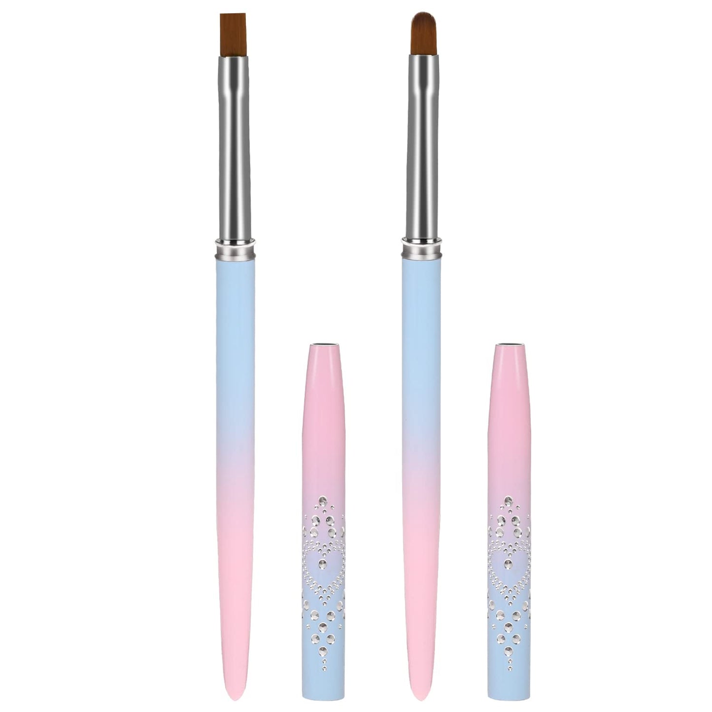 Nail Clean Up Brush for Polish, Round&Flat Nail Art Design Brushes Set of 2 Professional Nail Paint Brush French Manicure Brush Nail Polish Remover Brush for Cleaning Fingernails Polish Mistake