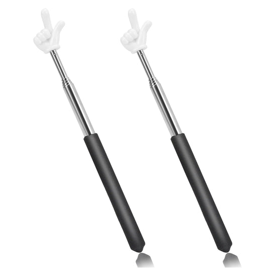 KALIONE 2-Piece Retractable Teacher's Pointer, Mini Hand-Shaped Classroom Pointer, Classroom Teaching Stick, Suitable for Primary School, Kindergarten, Junior High School, Teachers