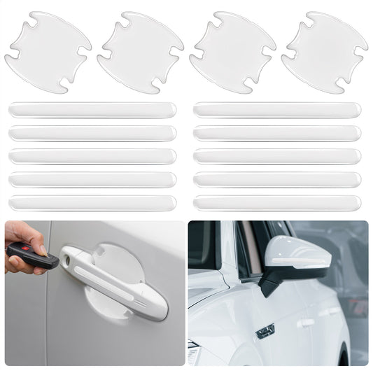 Psyqtsuary 14Pcs Car Door Handle Scratch Protector Set Universal Waterproof Anti-Scratches Car Door Cup Protector TPU Car Door Sticker Transparent Car Door Handle Bowl Sticker for Vehicles (Clear)