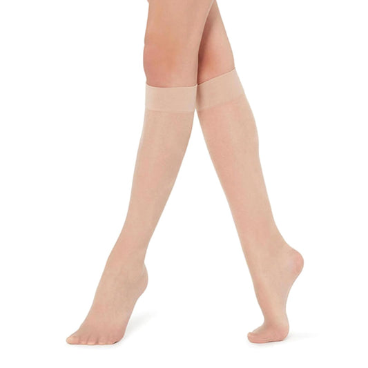 KALIONE 5 Pairs Nude Knee Highs Stockings for Women, Sheer Nylon Stockings with Reinforced Toe, Sheer Calf Stockings, 20D Elastic Knee High Nylon Stockings for Women