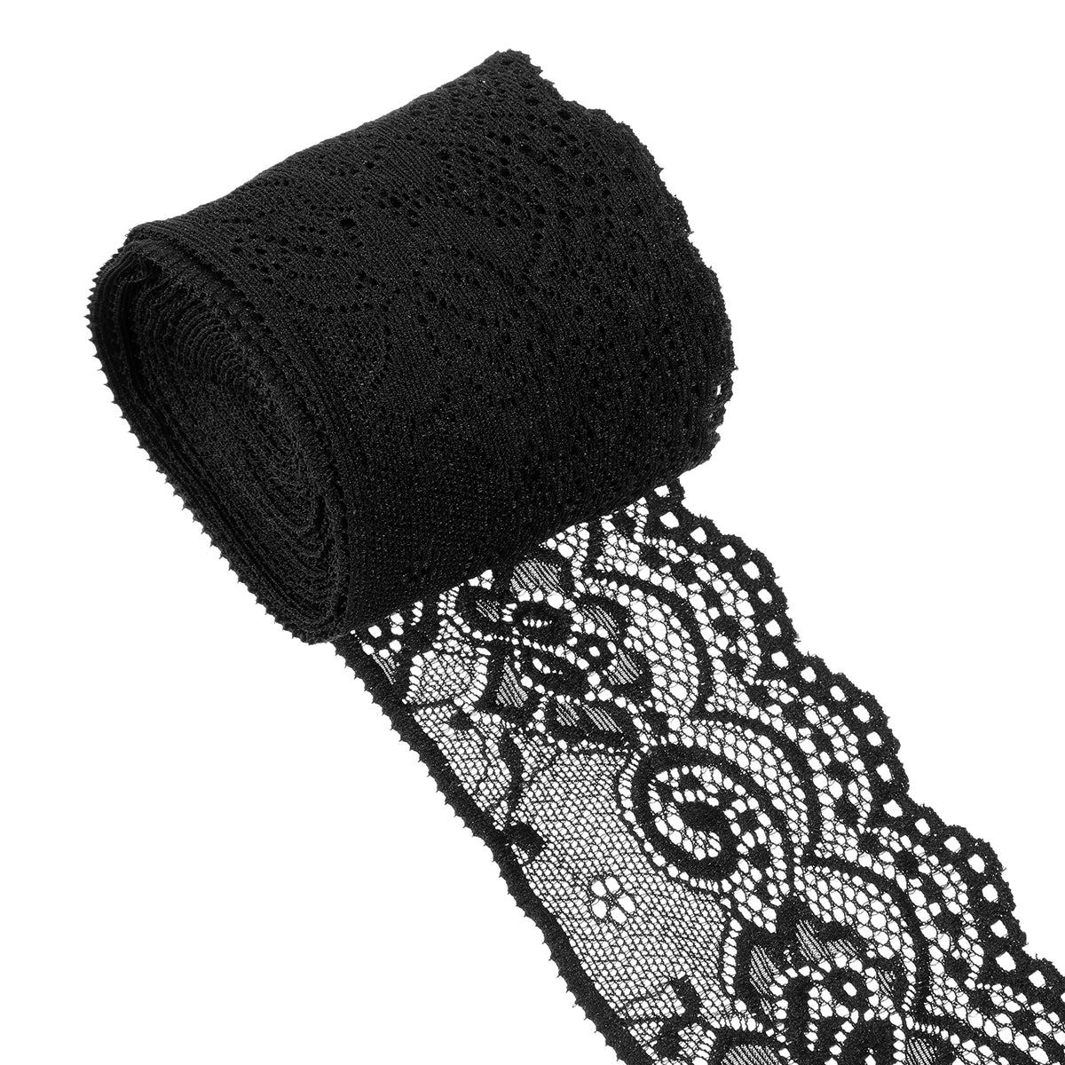 5 Yards 2.6 inch Wide Elastic Stretchy Lace Fabric, Black Lace Trim