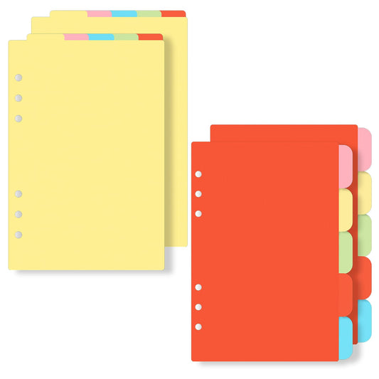 4Sets A5 Dividers with Tabs,Binder Inserts Paper Dividers,A5 Notebook Tabs Dividers Index Page Tab Cards for 6 Holes Rings Binders Spiral Notebooks Diary,2 Sets Vertical Tabs & 2 Sets Horizontal Tabs