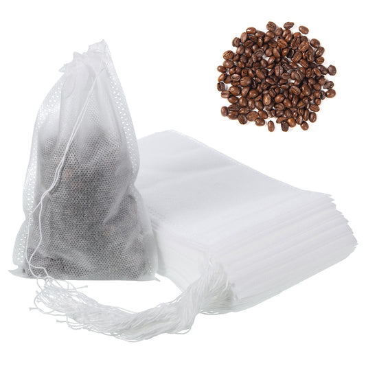 100 Pcs Tea Filter Bags with Drawstring,Tea Infuser for Loose Teas White Teas Bags Empty 4''x6'' Brew Bag Fine Mesh Cheesecloth Bag for Spices Storage, LooseTea and Coffe, Cooking