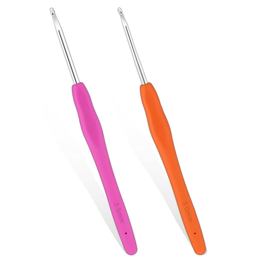2 Pcs Crochet Hook Ergonomic Crochet Needles Smooth Knitting Needles Crochet Hooks DIY Knitting Kit for Beginner Advanced Hobbyists Crochet(Orange, Rose red,3.0mm?3.5mm)