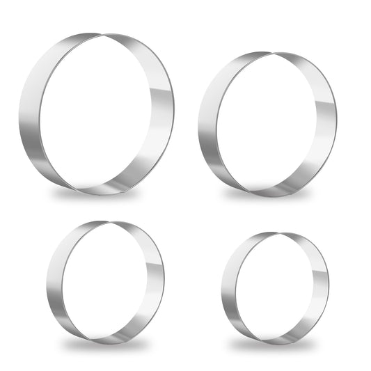4 Packs Round Cookie Cutters Set, Stainless Steel Biscuit Cutter Circle Cookie Cutter Donut Cutter Tools 2 Inch 3 Inch 4 Inch 5 Inch Cookie Rings Molds for Cookie Donut Pastry Cake Baking Supplies