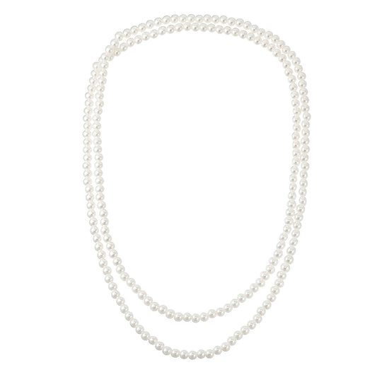 Bruislard Long Pearl Necklace, 59 inch/150cm Artificial Pearls Necklace, Beaded Long Pearls Jewelry, Pearl Necklaces for Women, Party Accessories (White)