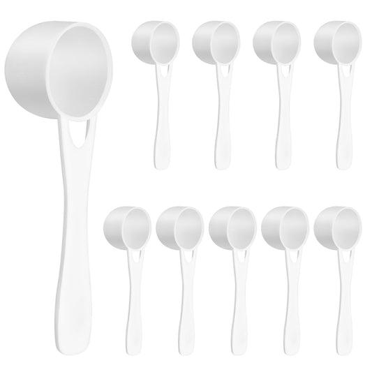 10 Pcs 5g Plastic Measuring Spoons Scoop Reusable Powder Scoops White 5 Gram Scoops Gram Measuring Spoon Teaspoon for Coffee Milk Kitchen Spoons