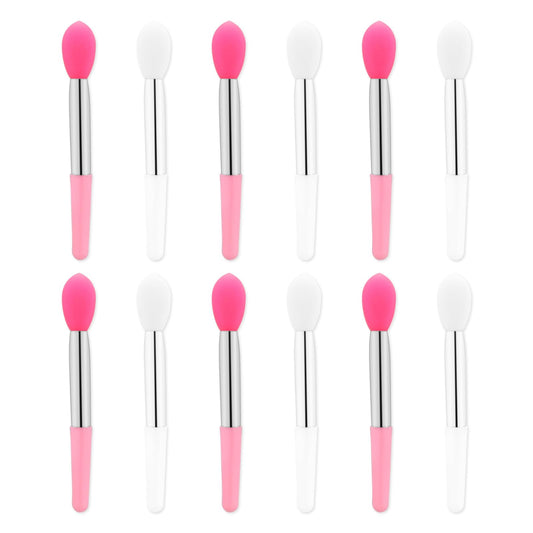 12 Pack Silicone Mini Lip Brushes Applicator, Reusable Mini Silicone Lip Balm Brush, Lipstick Brush Applicator, Portable Lip Applicator Brushes Cosmetic Brush Set