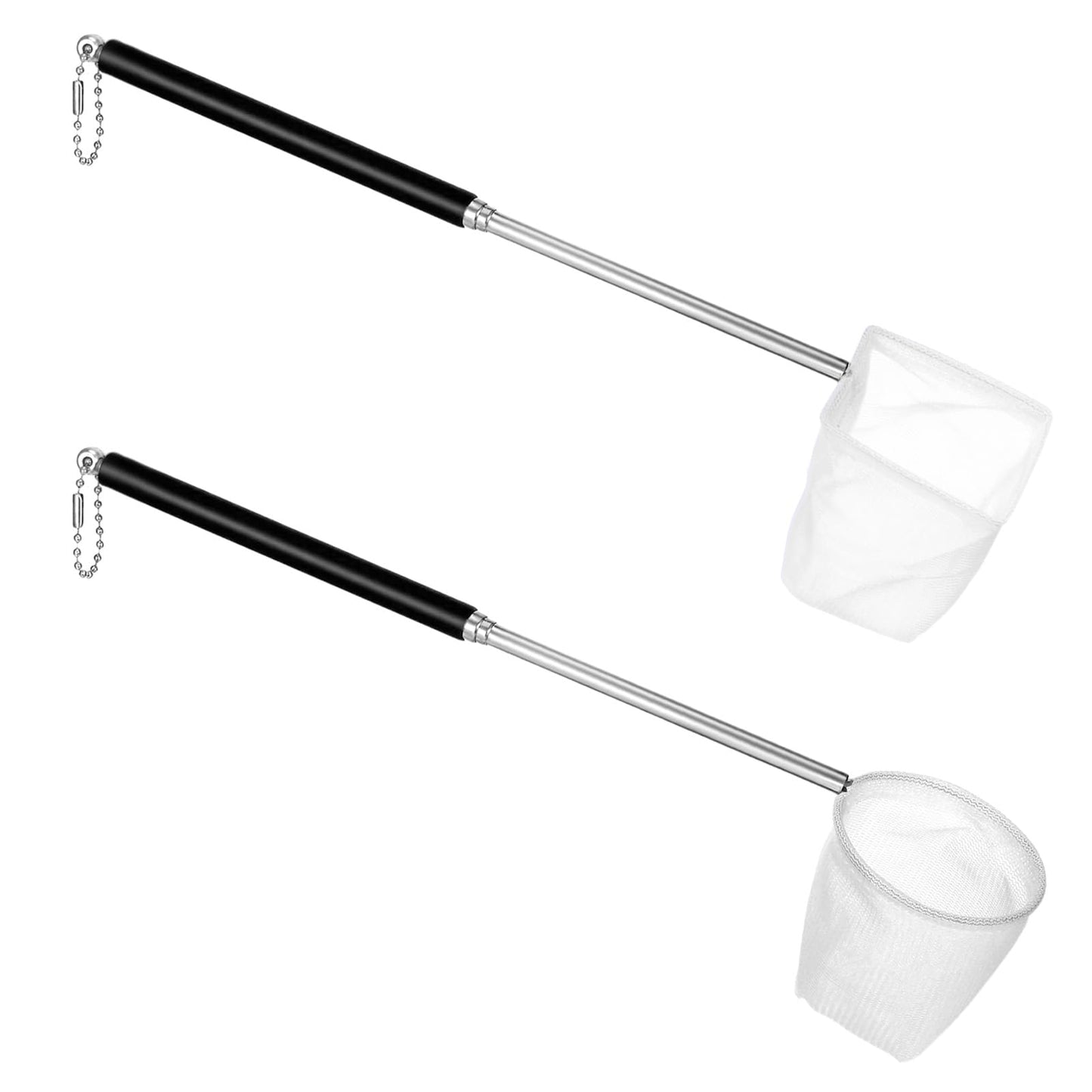 2 PCS Aquarium Shrimp Net, 2 Inch Small Fish Nets for Fish Tank with Long Extendable Stainless Steel Handle, Round Fine Mesh Net for Fishes Shrimp Tank Pond Creek Food Residue Debris Skimming Tool