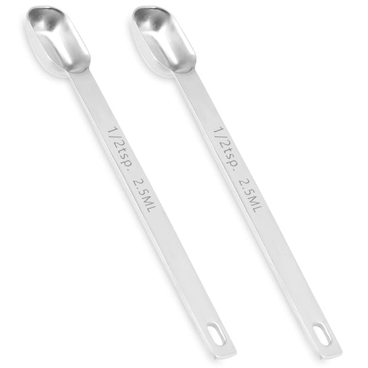 2PCS 1/2 Teaspoon Stainless Steel Single Measuring Spoon 2.5 ml Teaspoon Rectangular Individual Measuring Spoons (1/2Tsp | 2.5 ML | 2.5 cc | 1/2 Tablespoon)