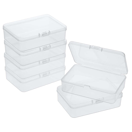 salbsever 8 PCS Mini Plastic Storage Containers Box with Lid 3.7 x 2.6 Inches Clear Rectangle Box for Collecting Small Items Lash Sticker Beads Game Pieces Business Cards Crafts Accessories