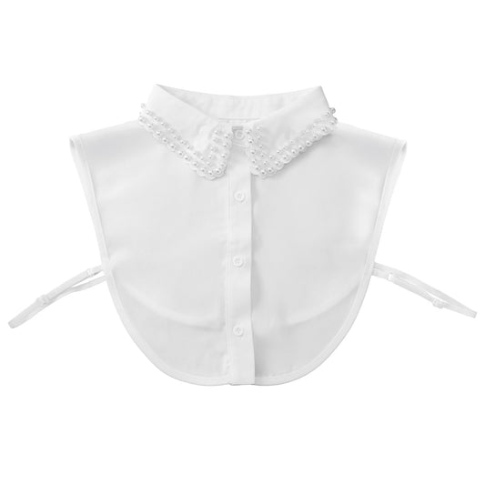 Pearl Fake Collars, Elegant Pearl Detachable Dickey Collar Blouse Half Shirt, Crystal Faux False Collar for Women Girls