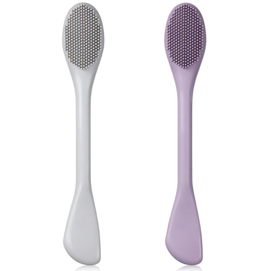 Silicone Face Scrubber, 2 Pcs Double Ended Facial Cleansing Brush Sodt Face Mask Applicator for Exfoliating, Massaging, Remove Blackheads, Makeup Skincare Removal, Mud, Body Lotion, DIY Mask
