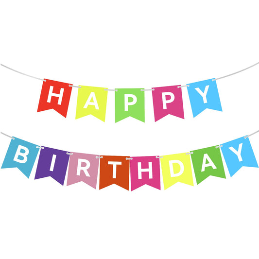 Happy Birthday Banner for Kids Women Men, Happy Birthday Sign Happy Birthday Garland Happy Birthday Hanging Decorations Supplies for Boys Girls Women Men (rainbow)