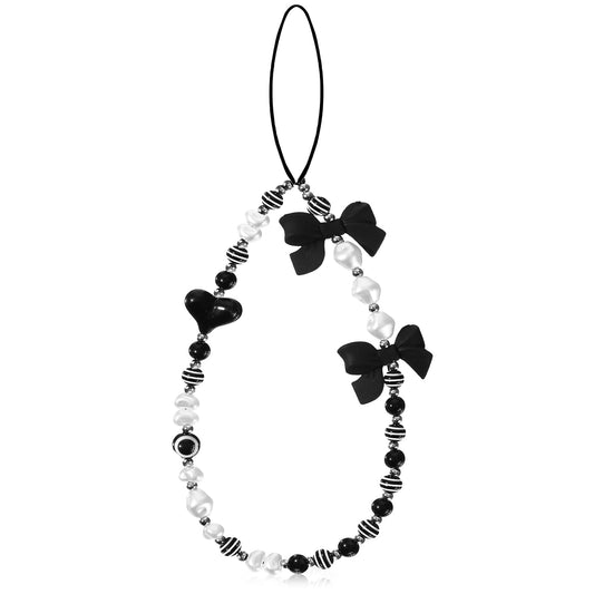 salbsever Phone Beaded Wrist Strap Phone Bracelet Butterfly Bow Knot Phone Strap Charm Cell Phone Charm Heart Y2k Beaded Strap Phone Lanyard Wrist Cute Aesthetic Phone Chain