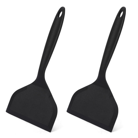 2 Packs Wide Silicone Spatula, Pancake Spatula Wide Spatula, Pizza Spatula Silicone Turner Spatula, Silicone Wide Spatula for Eggs Fish Burgers Steak Pizza Omelette, Heat-Resistant Spatula for Kitchen