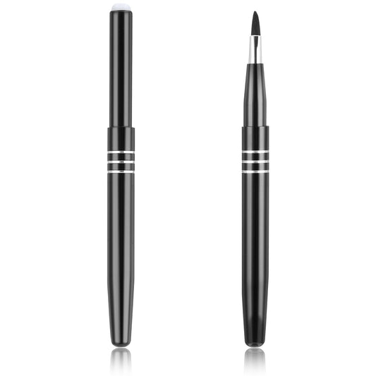2 PCS Retractable Lip Brush for Lipstick and Lip Gloss, Portable Lip Liner Brush Professional Lipstick Brush Travel Lip Balm Applicator Tools Lipstick Makeup Brush with Cap Makeup Tools for Women