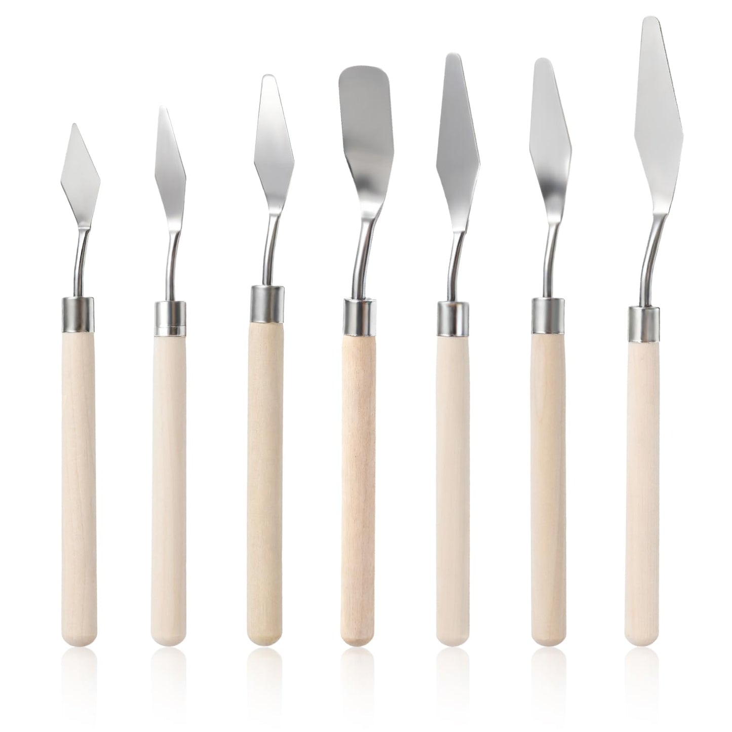 7 Pieces Pallet Knife for Acrylic Paint Palette Knife Set Stainless Steel Painting Knives with Wood Handle Drawing Scraper Oil Painting Accessories Paintings Knives for Art Canvas Draw Color Mixing