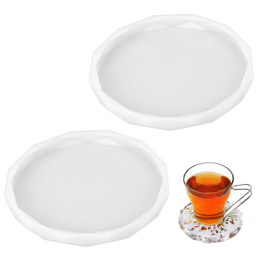 Hariendny 2 Pack Silicone Coaster Molds for Epoxy Resin, Diamond Shape Crystal Coaster Molds for Resin Casting for Making Resin Coasters,Cups Mat