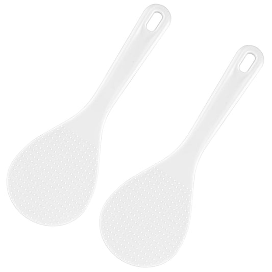2PCS Rice Serving Spoon White Non-Stick Rice Spoon Paddle Rice Cooker Spoon Large Plastic Rice Spatula 7.95 Inch