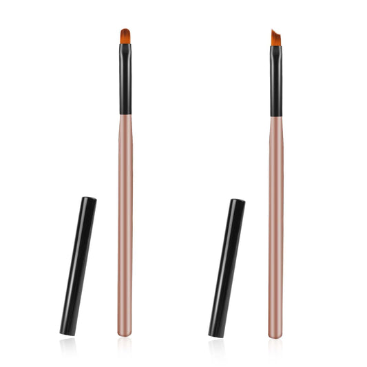 2PCS Nail Clean Up Brushes Round&Angled Nail Painting Brushes Nail Remover Brush Nail Pen Painting Tools for Nail Art Design Manicure Mistake Cleaning(Round, Angled)