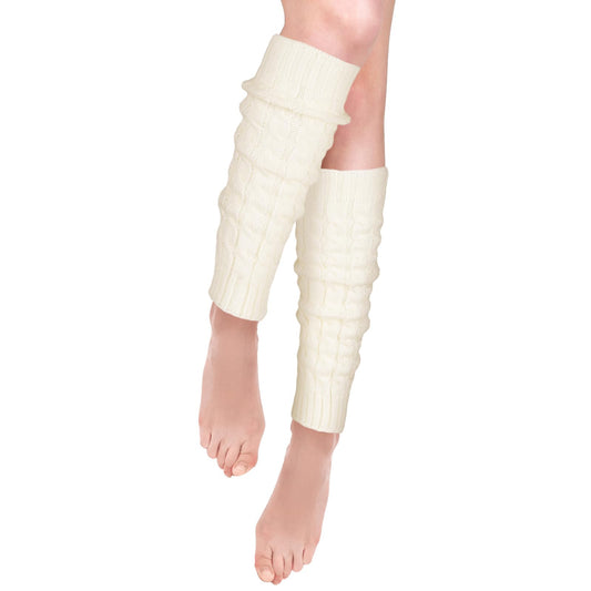 KALIONE 80s Leg Warmers Women's Cable Knit Long Leg Warmers Ankle Heap Socks Ballet Dance Boot Socks for Women Girls, Cream