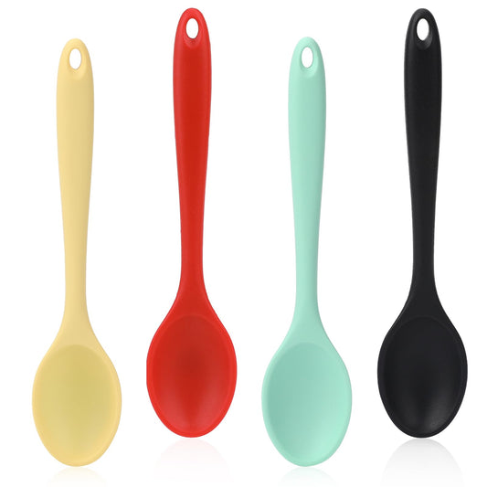 KALIONE 4 Packs Silicone Mixing Spoon, Multicolor Cooking Spoons, Heat Resistant Basting Spoons, Silicone Utensil Spoons for Cooking, Nonstick Stirring Cooking Spoons Tools Set for Kitchen Cooking