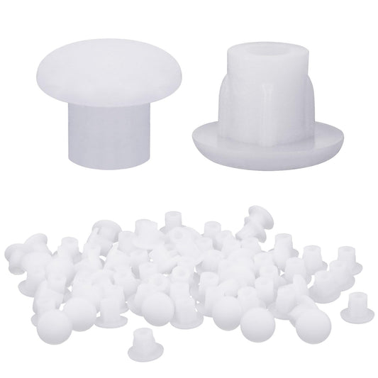 100 Pcs Plastic Hole Plugs 3/16"(5mm) Screw Caps Cover White Plastic Hole Plugs for Cabinet Cupboard Shelf Furniture