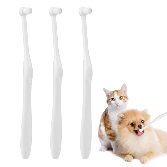 3Pcs Dog Toothbrushes, Pet Toothbrush with Ultra Soft Nano Bristles, Pet Cat Dental Care Oral Hygiene Toothbrush for Sensitive Pet Teeth Gums, Puppy Kitten Toothbrush