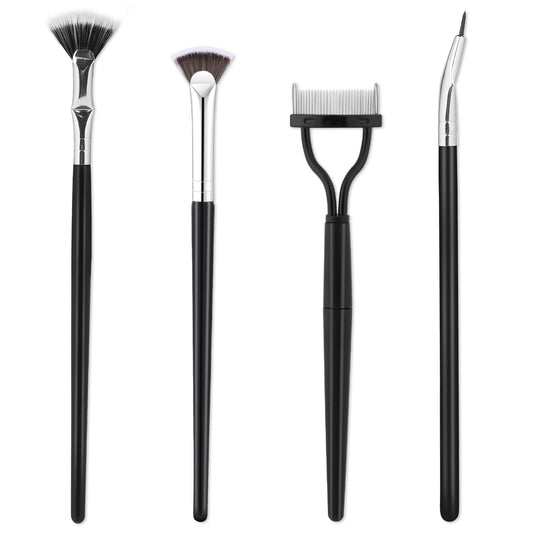 4PCS Mascara Fan Brush for Lashes Multifunctional Fan Shaped Clump Eyelash Brush Folding Angle Scalloped Lash Brush Lash Wand Brush Makeup Tool Eyelash Comb Separator for Upper Lower Eye Lash