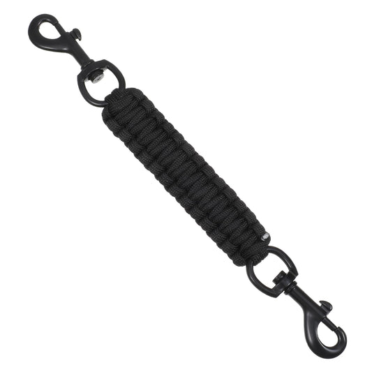Dog Collar Safety Clip Double Ended Collar Backup Clip Handmade Safety Strap for Dog Harness Collars to Vests with Dual Clasps Leash Connector Training for Walking Running and Hiking Black