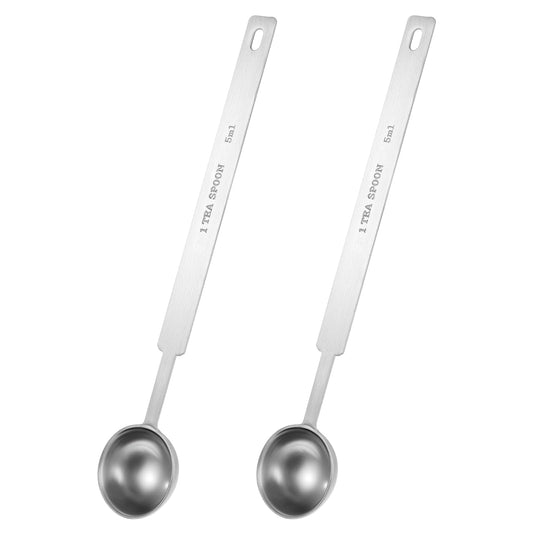 2PCS 1 TSP (1/3 tbsp | 5 ml |5 cc| 1/6 oz | 1/3 Tablespoon) Single Measuring Spoon 1 Teaspoon 5 ML Teaspoon Long Handle Measuring Spoons