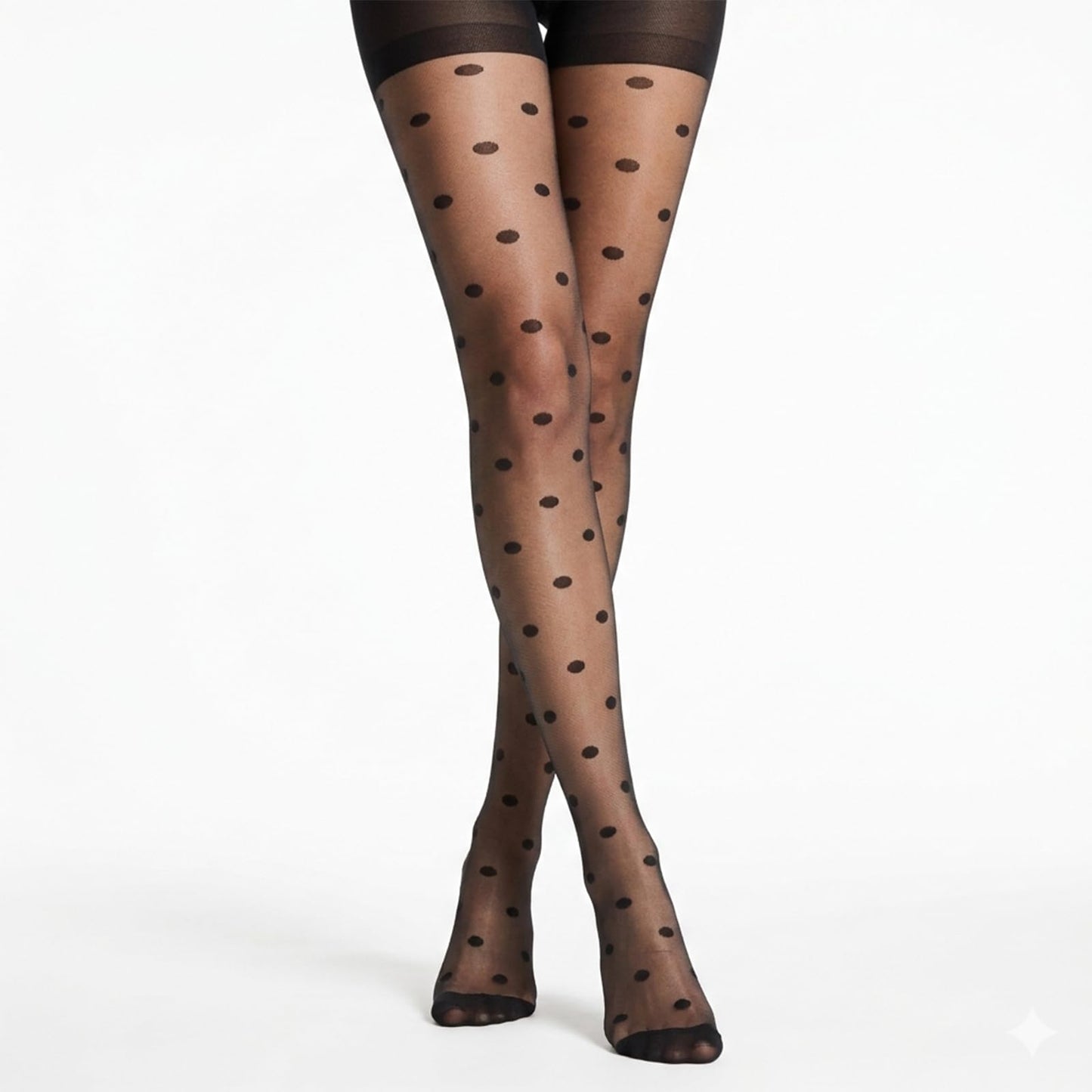 Jxiwfvl Women's Sheer Polka Dot Tights Polka Dot Stockings, Black Patterned Stockings, High Waist Pantyhose One Size