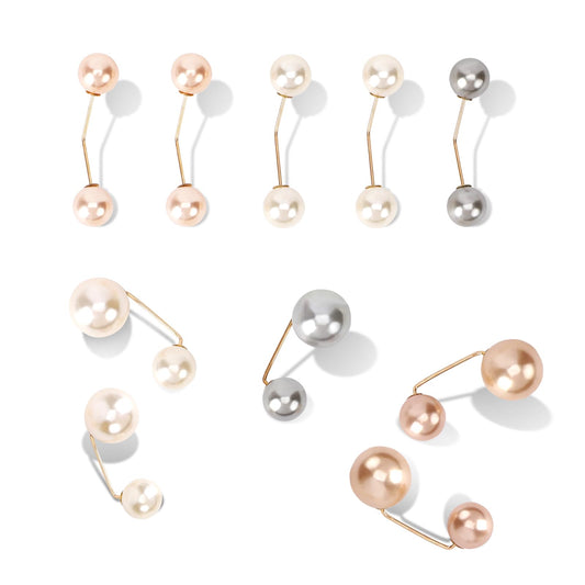 10Pcs Pearl Brooch Anti-Exposure Neckline Pins Sweater Shawl Clips Vintage Shirts Dresses Cardigan Collar Safety Pins for Women Waist Extender Safety Pins Dress skirt waist Scarf Clip