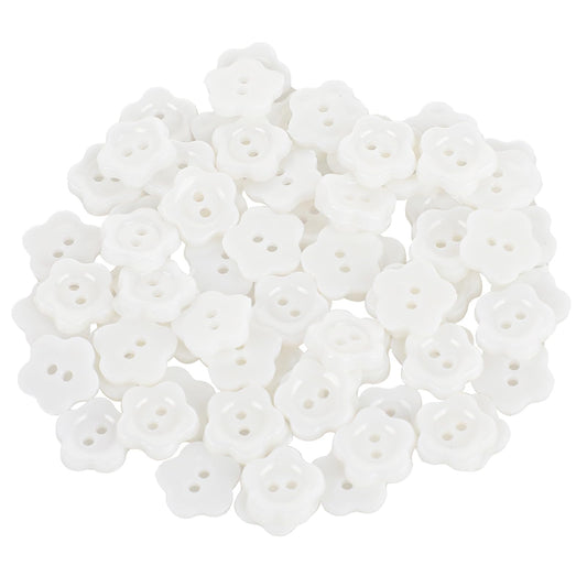 200 PCS 2 Hole Flower Resin Button, 1/2 Inch (12.5mm) Pearlescent Sewing Buttons Small Buttons for Cardigans, DIY Crafts,Shirt Buttons for Women (White)