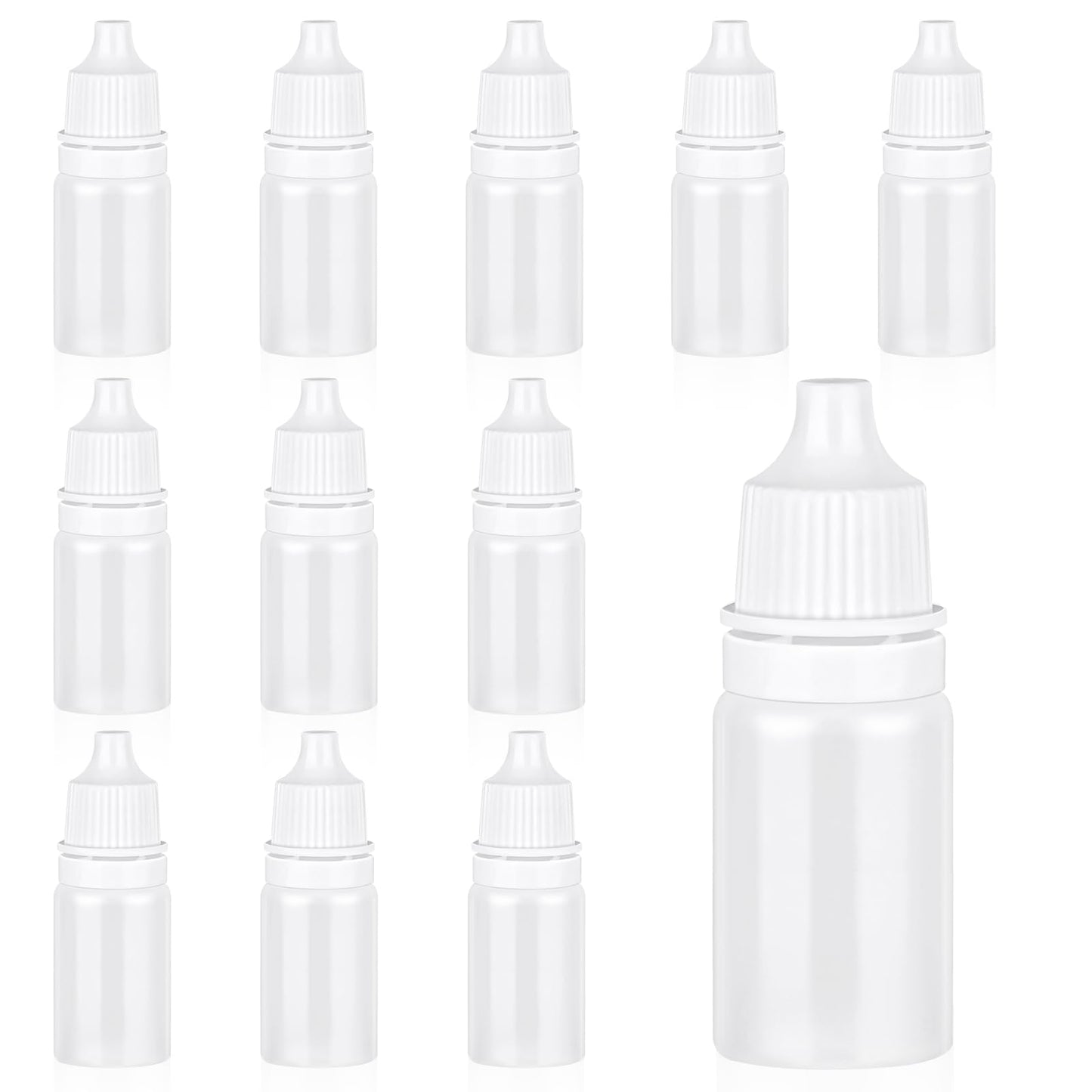 salbsever 15 Pcs 10 ML Plastic Dropper Bottle Liquid Plastic Bottles Plastic Squeezable Dropper Bottles Portable White Dropper Bottles Refillable Containers with Screw Cap