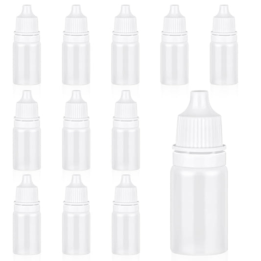 salbsever 15 Pcs 10 ML Plastic Dropper Bottle Liquid Plastic Bottles Plastic Squeezable Dropper Bottles Portable White Dropper Bottles Refillable Containers with Screw Cap