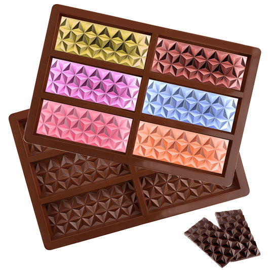 2 Pack Silicone Chocolate Bar Mold Break Apart Chocolate Moulds Deep Chocolate Bar Mold Pistachio Chocolate Bar Mold Diamond Candy Mould Thick Silicone Tray for Jelly DIY Candy