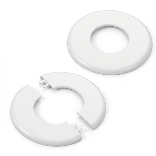 2 Pcs Wall Split Flange, 2"/51mm Diameter ABS Round Self-Adhesive Escutcheon Plate Plumbing Cover Plates for Water Pipe Faucet Wall Hole Decoration Accessories (White)