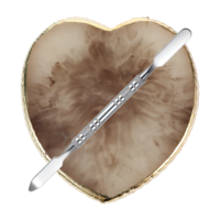 2 Pcs Resin Nail Art Palette, Gold Edge Resin Nail Holder Display Board Nails Polish Palette with Spatula Heart Shape Cosmetic Mixing Plate for DIY Nails Art Design (3.54 x 3.74", Gray)