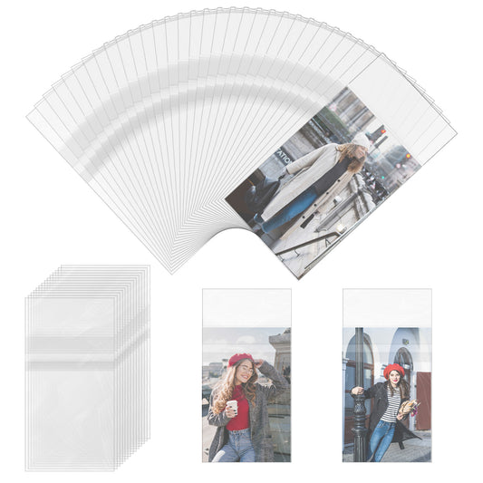 100 Pcs Photocard Sleeves HD Clear Idol Photo Cards Sleeves with Sealing Glue Sealable Trading Cards Shield Cover Plastic Sleeves Card Covers for Albums Photocards